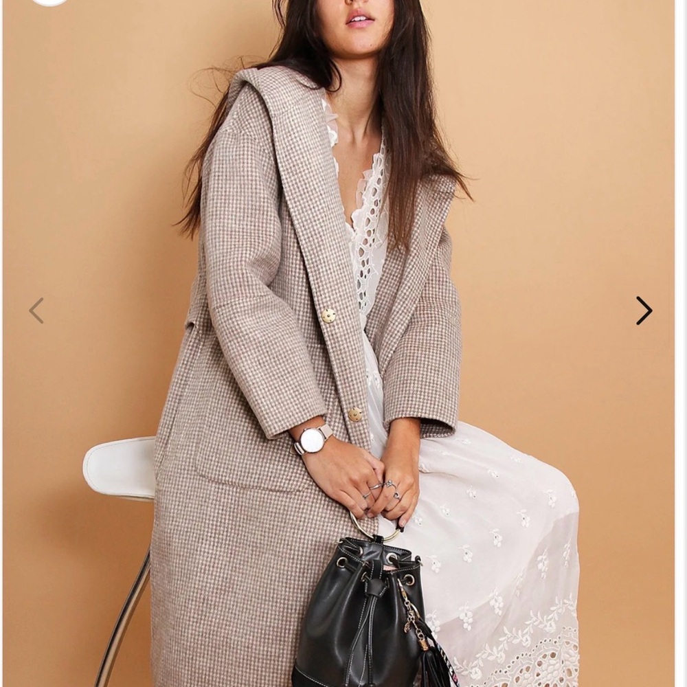 Belle & Bloom Walk This Way Wool Blend Oversized Coat - Oat